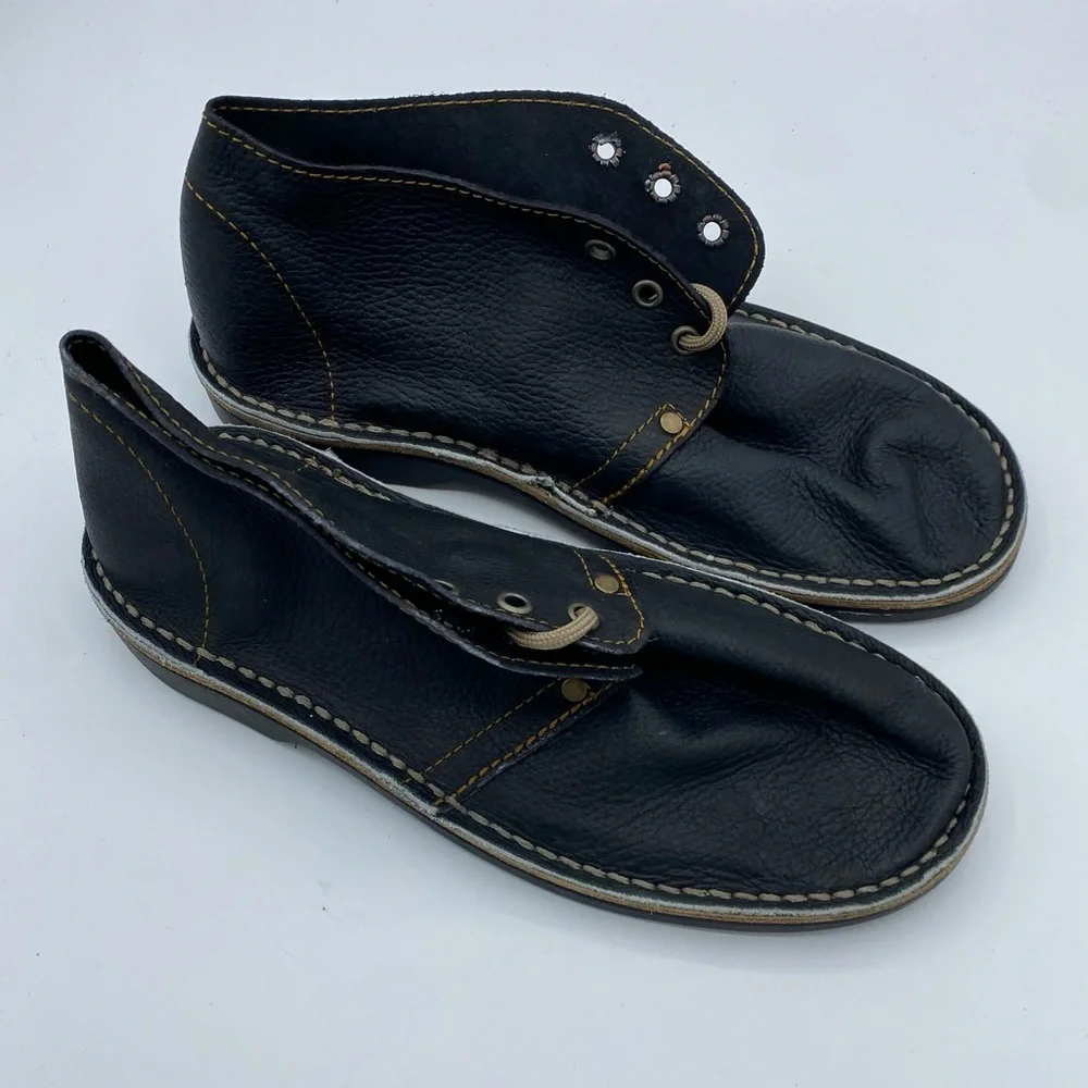 Brother Vellies Mens Chukka Handmade Erongo Vellies in Black Leather Mens Size 7